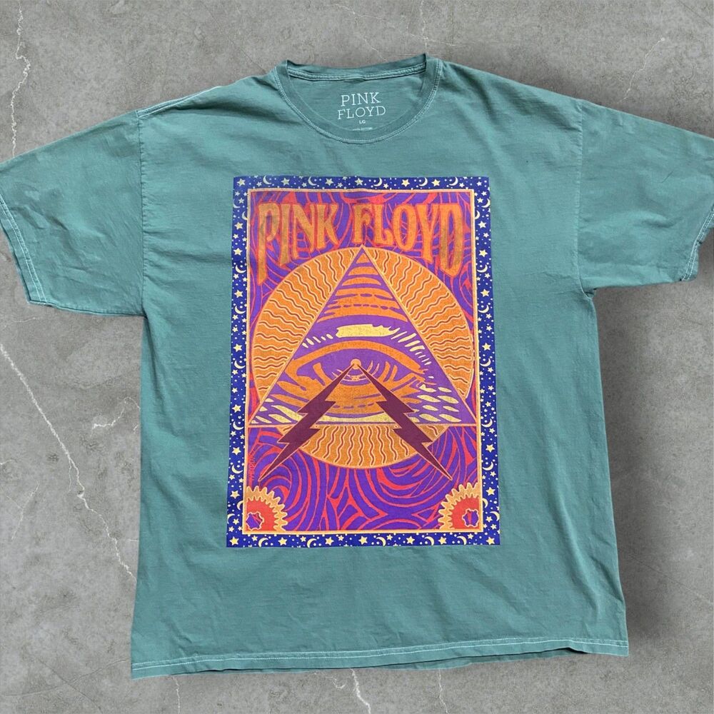 Pink Floyd Official Merch Psychedelic Fillmore East Concert Poster Green Tee L